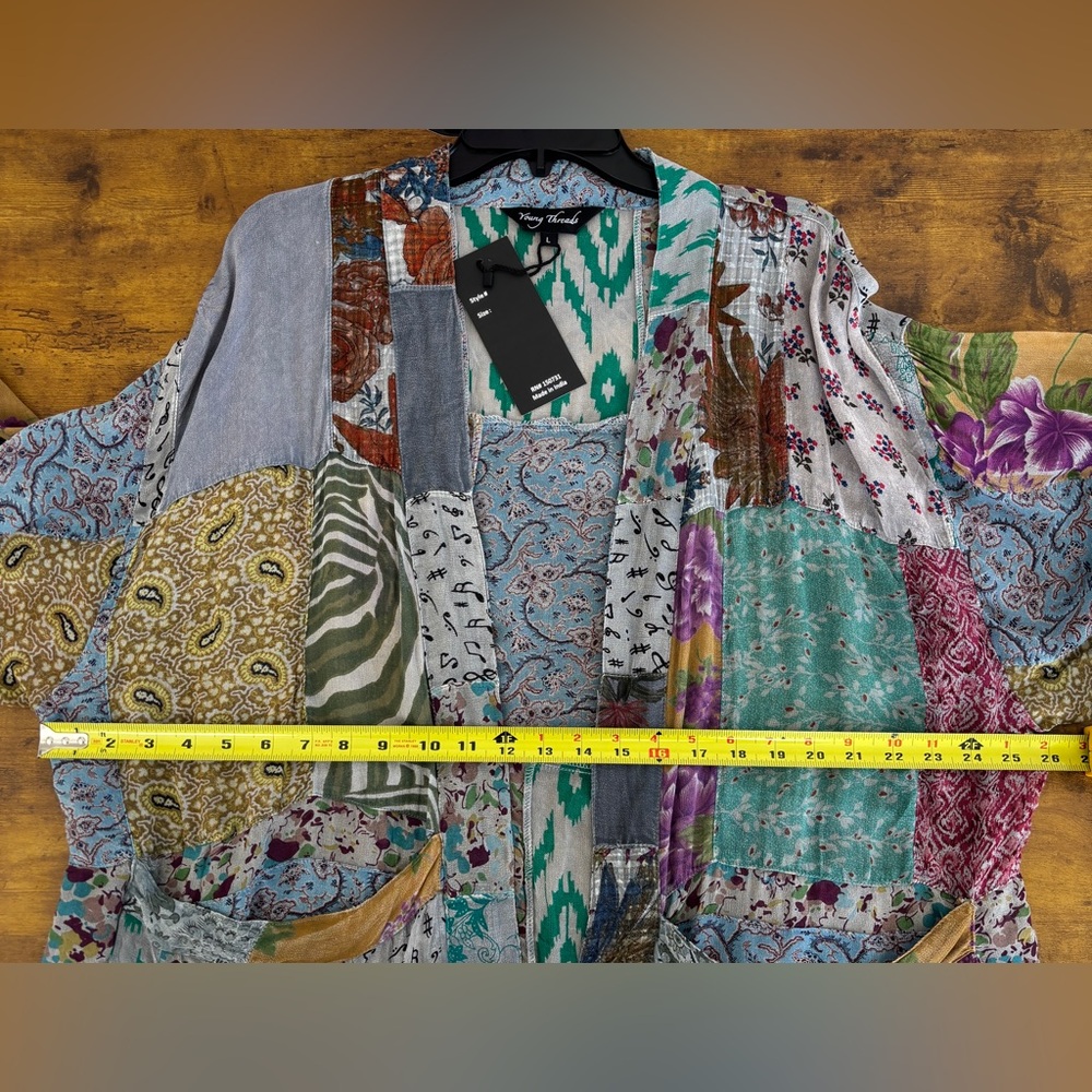 Young Threads Patchwork Boho Kimono Cardigan Open… - image 6
